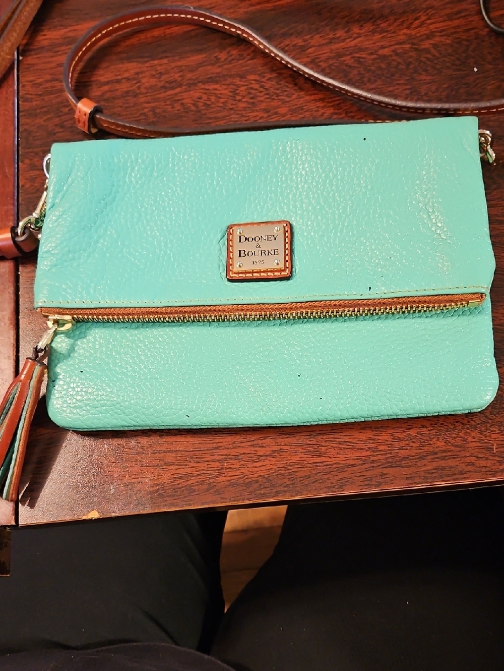 Dooney & Bourke Turquoise Leather Crossbody with Tassel